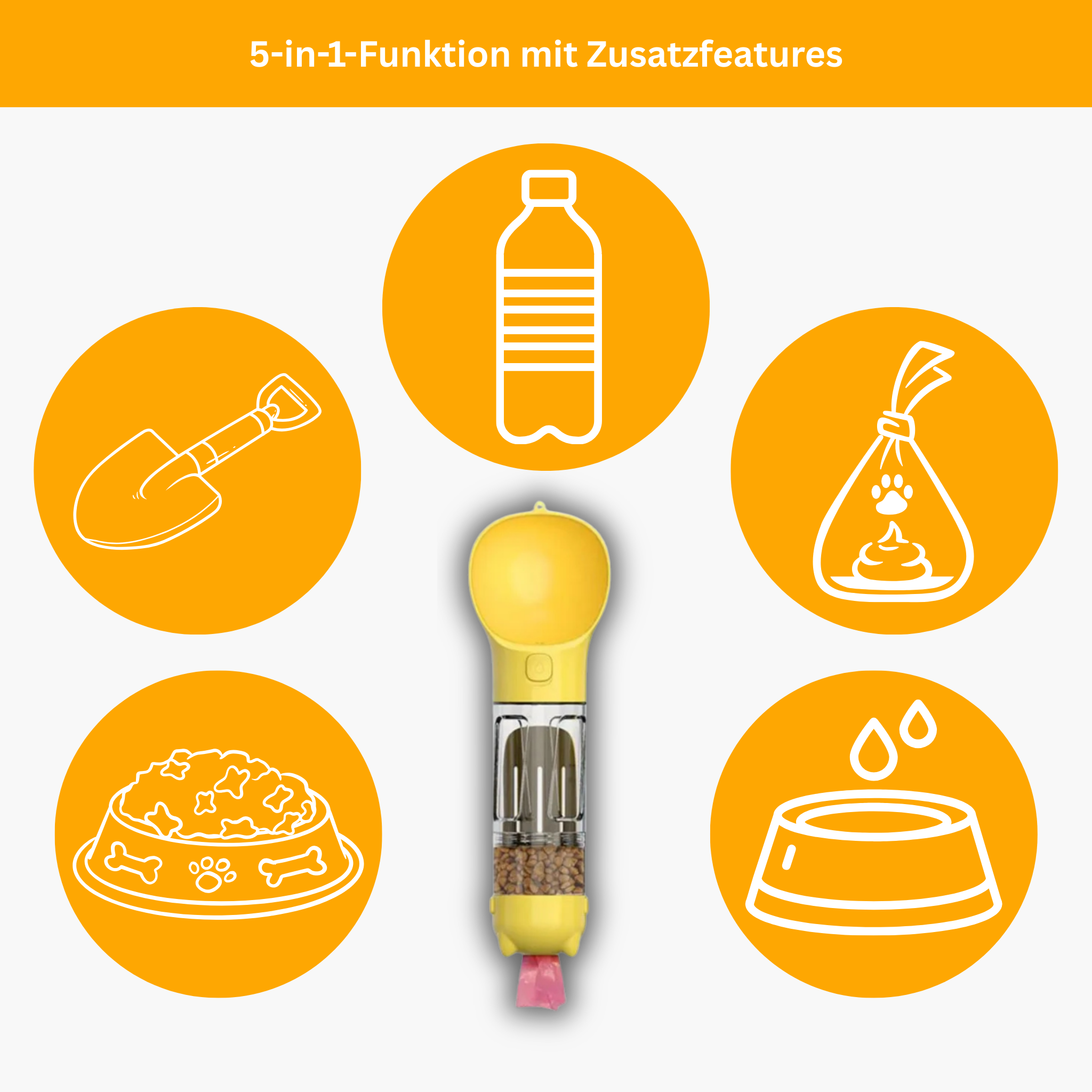 PetGo 5-in-1 Futter- & Wasserflasche