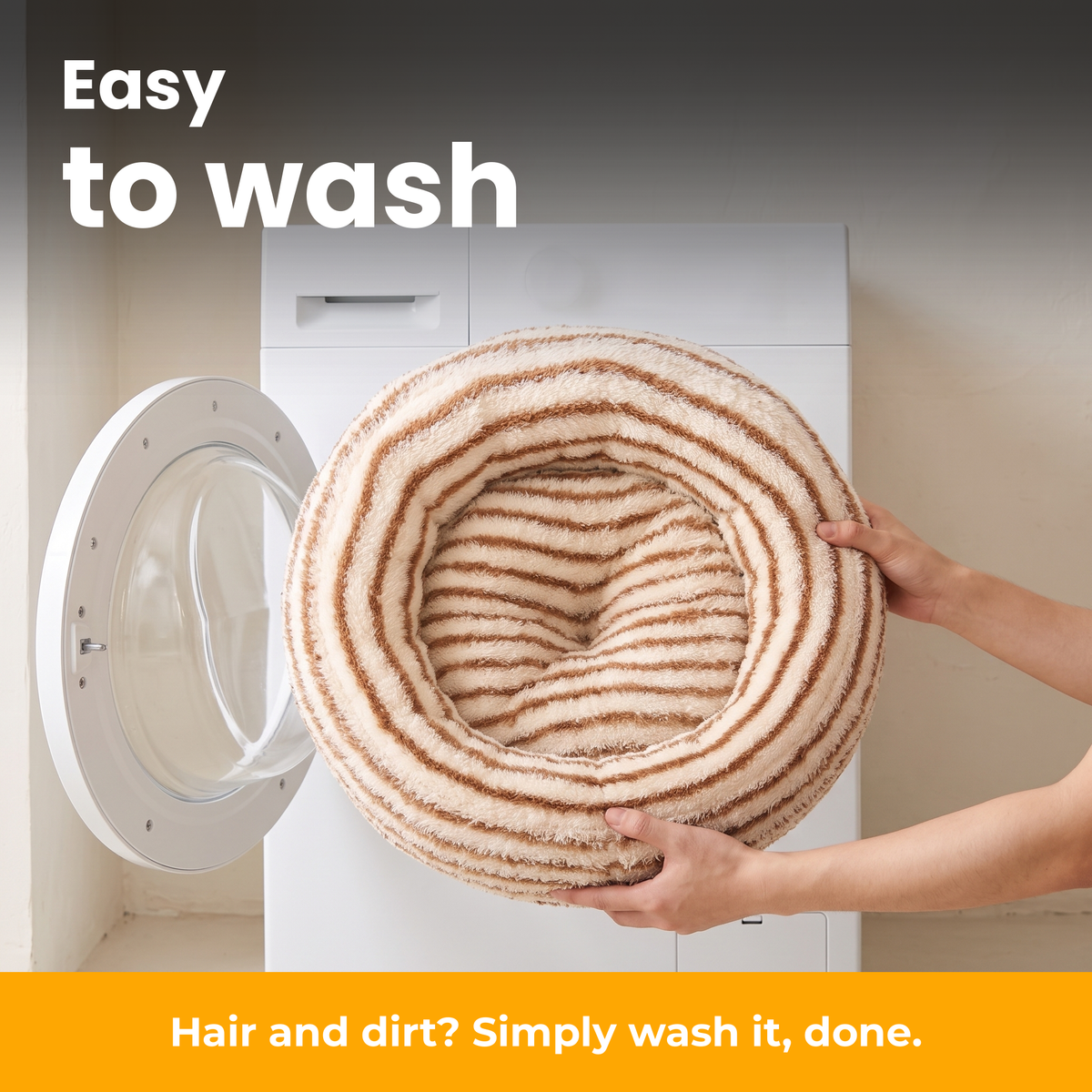 [en] CozyRing – The whole Caramel Stripes bed goes into the washing machine