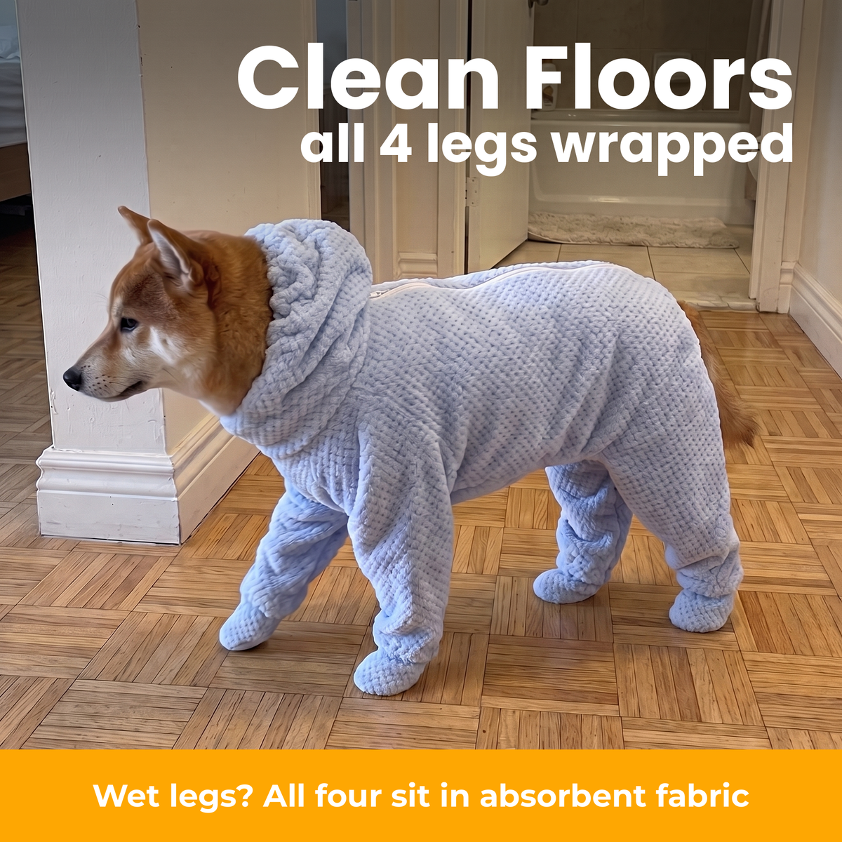 [en] FluffDry dog bathrobe – all 4 legs wrapped